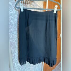 Vintage Ann Taylor Black Business Ruffle Midi Pencil Skirt